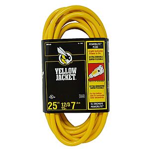 Yellow Jacket 2883 12/3 Heavy-Duty 15-Amp SJTW Contractor Extension Cord with Lighted Ends, 25-Feet $24.53@Amazon.com