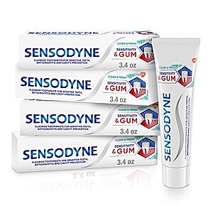 Amazon Prime Members: Sensodyne Sensitivity & Gum Sensitive Toothpaste for Gingivitis & Treatment, Clean & Fresh, 3.4 Oz, Pack of 4 $9.90 + Tax