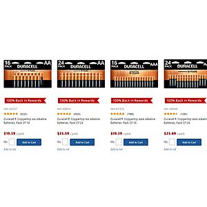 16 & 24 Count Duracell Coppertop Batteries (AA or AAA) + 100% Back in Rewards at Office Depot / Office Max