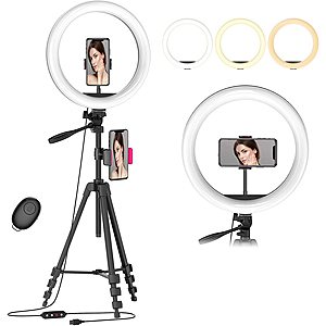 12.6" Selfie Ring Light with 54" Tripod Stand & Flexible Phone Holder $13.99