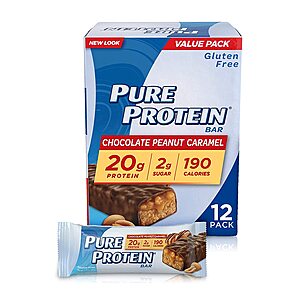 Select Amazon Accounts: 12-Count 1.76-Oz Pure Protein Bars (Chocolate Peanut Caramel, Chewy Chocolate Chip, Lemon Cake) $9.34 w/ S&S + Free Shipping w/ Prime or on $25+
