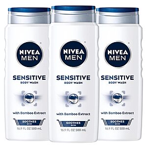 3-Pack 16.9-oz Nivea Men Sensitive Body Wash with Bamboo Extract + 20-Oz Nivea Coconut and Almond Milk Body Wash $11.44 w/ S&S & More + Free Shipping w/ Prime or on $25+