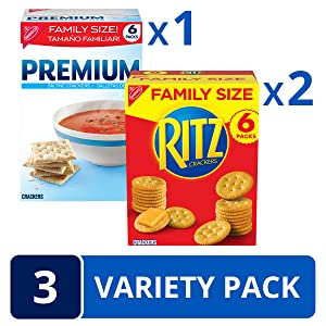 RITZ Crackers & Premium Saltine Crackers Variety Pack, Family Size, 3 Boxes $7.67 S&S $4 Coupon