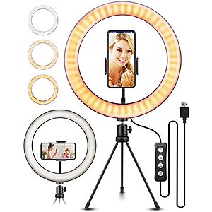 10.2" Elegiant Selfie Ring Light w/ Tripod Stand & Phone Holder $9.19 at Amazon