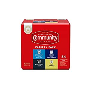 YMMV - Community Coffee Variety Pack 54 Count Coffee Pods, Medium to Dark Roast $12.37 (.23 cents each)
