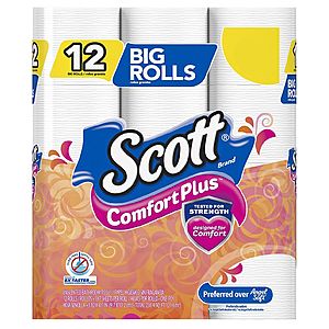 12-Count Scott ComfortPlus Big Roll Toilet Paper $3 + F/S