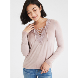 American Eagle Clearance: Women's Lace On Lace Trim L/S Top $5.99, Men's Colorblock Full Zip Hoodie $14.98 & More + Free S/H $25+ Shoprunner