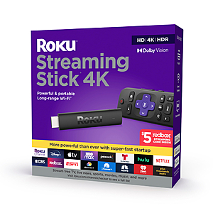Roku Streaming Stick 4K Streaming Device 4K/HDR/Dolby Vision with Voice Remote and TV Controls - $24.98