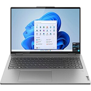 Lenovo - Yoga 7i 16" 2.5K Touch 2-in-1 Laptop - Intel Evo Platform - Core i7-1260P - 16GB Memory - 512GB SSD - Arctic Grey $900