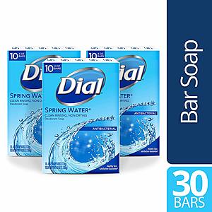 Dial Antibacterial Bar Soap, Spring Water, 30 Count 4oz