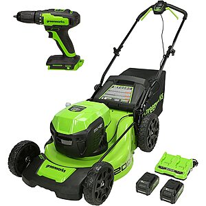 Greenworks 48V 20" Brushless Cordless Push Lawn Mower + 24V Brushless Drill / Driver, 2x 4.0Ah USB Batteries & Dual Port Rapid Charger $196.51 + Free S&H ~ Amazon