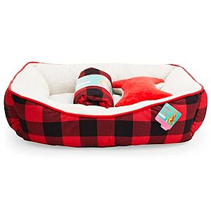 3-Pc More and Merrier Red Check Me Out Dog/Cat Bed w/ Throw & Toy Gift Set 2 for $15 ($7.50 each) + Free Store Pickup at Petco or F/S $35+