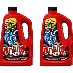 Drano Max Gel Drain Clog Remover and Cleaner for Shower or Sink Drains, 80 oz, 2 pack - $9.48