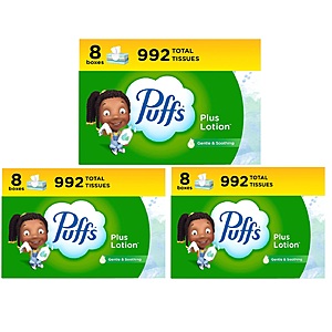 8-Pack 124-Sheet Puffs Plus Lotion Facial Tissues 3 for $28.46 ($9.48 each 8-Pack) w/ S&S + Free Shipping