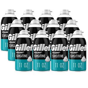 12-Pack 11-Ounce Gillette Foamy Shaving Cream (Sensitive Skin) $13.44 + Free Shipping w/ Prime or on $35+