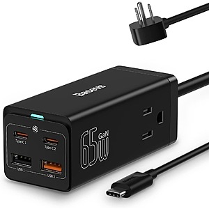 Baseus 65W USB-C GaN III Wall Charger w/ 2x USB-C Ports + 2x USB-A Ports + 100W Type C Cable + Free Shipping w/ Prime or $35+ orders $22