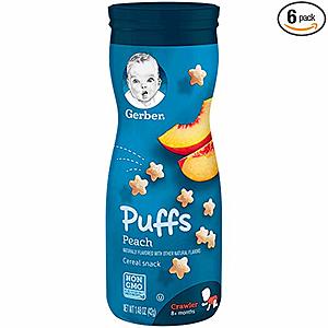 6-Count of Gerber Graduates Puffs Cereal Snack: Apple Cinnamon, Peach or Sweet Potato $7.64 or Less w/ S&S & More + Free Shipping ~ Amazon