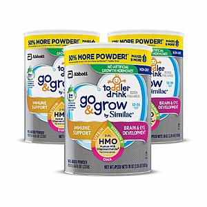 3-Count of 36oz Go & Grow by Similac Toddler Milk-Based Drink Powder $34.87 or Less w/ S&S + Free Shipping ~ Amazon