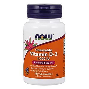 180-Count NOW Supplements Vitamin D-3 1000 IU Chewables $3.20