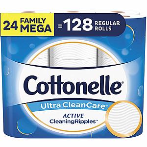 24-Ct Cottonelle Family Mega Rolls Toilet Paper (Ultra CleanCare) $18.90 w/ S&S + Free S&H