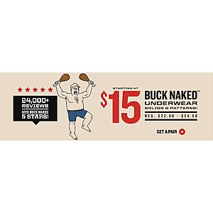 Duluth Trading Company Buck Naked and Armachillo men's underwear 7/$74