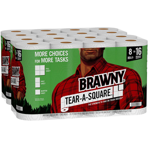 Ymmv Amazon.com: Brawny Tear-A-Square Paper Towels, 16 Double Rolls = 32 Regular Rolls, 3 Sheet Size Options, Quarter Size Sheets: Health & Personal Care $20.84