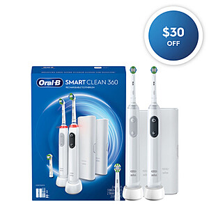 Oral-B Smart Clean 360 Toothbrush Twin Pack + Free shipping $52.5
