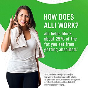 60-Ct alli Diet Weight Loss Supplement Pills $16 w/ S&S + free shipping w/ Prime or on $25+