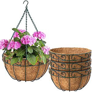 4-Pack 10" Amagabeli Metal Hanging Plant Planter Basket w/ Coco Coir Liner $19.50 + Free Shipping