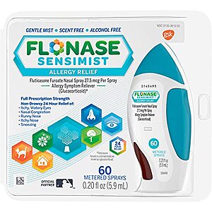 Flonase Sensimist Allergy Relief Nasal Spray Non Drowsy Medication (60 Sprays) $8.20 w/ S&S + free shipping w/ Prime or on $25+