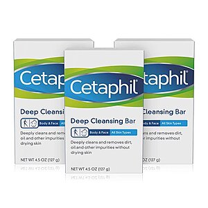 Cetaphil Deep Cleansing Face & Body Bar Soaps: 3-Pack $7.50 ($2.50 each), 6-Pack $15 ($2.50 each) + Free Shipping w/ Prime or on $25+