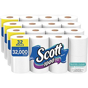 32-Count Scott Trusted Clean Toilet Paper Rolls (1,000 Sheets per Roll) $20.90 w/ Subscribe & Save