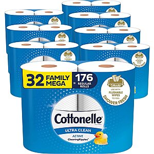 32-Ct Cottonelle Family Mega Roll Toilet Paper: Ultra Clean $28.75, Ultra Comfort $29.05 + Free Shipping