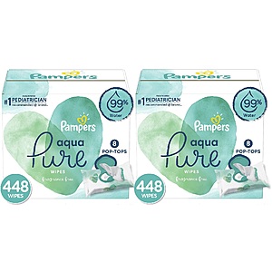 448-Ct Pampers Aqua Pure Sensitive Water Baby Diaper Wipes (Hypoallergenic & Unscented) 2 for $27.90 ($13.94 each) + Free Shipping