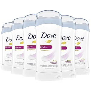 6-Pack 2.6-Oz Dove Invisible Solid Antiperspirant Deodorant Stick (Powder) $15.80 ($2.63 each) + Free Shipping w/ Prime or on $25+