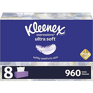 8-Pack 120-Count Kleenex Expressions Ultra Soft 3-Ply Facial Tissues $11.05 w/ S&S + Free Shipping w/ Prime or on $25+