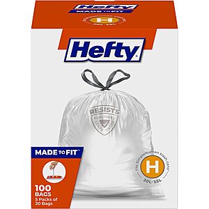 100-Count Hefty Made to Fit Trash Bags (fits SimpleHuman): Size H or Size G $18.90, Size J $20.30 w/ S&S + free shipping