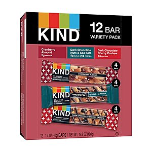KIND Bars: 24ct 1.4oz Bars (Variety) $19.80, 12ct 1.4oz Nut Bars (Variety) $10.20 & More w/ Subscribe & Save