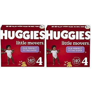 Huggies Baby Diapers: 140-Ct little movers (size 4) 2 for $70.10, 120-Ct special delivery Hypoallergenic for Sensitive Skin (size 5) 2 for $80.30 & More w/ S&S + Free Shipping