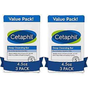 3-Pack 4.5-Oz Cetaphil Deep Cleansing Face & Body Bar Soaps 2 for $13.65 w/ S&S + Free Shipping w/ Prime or on $25+ $13.66