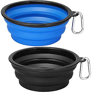 2-Count 34-Oz Kytely Large Collapsible Dog Bowls (Blue & Black) $6 + Free Shipping w/ Prime or on $25+