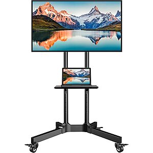 Perlegear Height Adjustable Mobile TV Stand w/ Lockable Wheels & Shelf (for 32-83" TVs, up to 132-lbs) $70 + Free Shipping