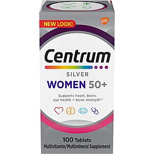 Select Amazon Accounts: 100-Count Centrum Silver Women 50+ Multivitamin Tablets 2 for $12.37 w/ S&S