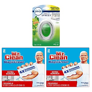 2-Pack 2-Count Mr. Clean Magic Eraser (Extra Durable) + 1-Count Febreze Odor-Eliminating Small Spaces Air Fresher (Gain Original) $4.70 + Free Store Pickup at Walgreens