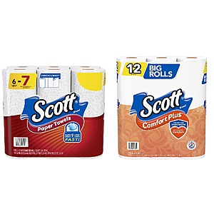 Scott: 6-Pk Choose-A-Sheet Paper Towels + 12-Pk ComfortPlus Big Rolls Toilet Paper $5.50 + Free Store Pickup at Walgreens ($10 Minimum Order)