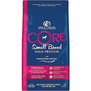 4-Lbs Wellness Core Dry Dog Foods $10 Off: Adult Small Breed High Protein (Original) $6.50 w/ Subscribe & Save & More