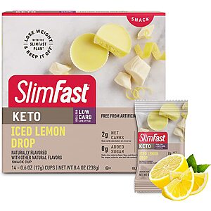 SlimFast Snack Cups 50% Off: 14-Count 0.6-Oz Low Carb Snack Cup (Lemon Drop) $5 & More