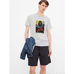 Gap Factory Extra 50% off Clearance + 10% Off: Men's Gap Logo French Terry Shorts (Gold Pendant) $7.65, Men's Star Wars Darth Vader Graphic T-shirt $6.75 & More + Free Shipping