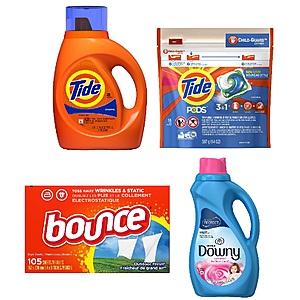Select Tide, Downy & Bounce Laundry Care Products: 4 for $16.15 + $5 Walgreens Cash + Free Store Pickup