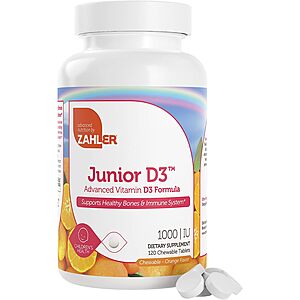 120-Count Zahler Junior D3 1000 IU Kids Chewable Vitamin D Tablets (Orange) $4.50 w/ Subscribe & Save